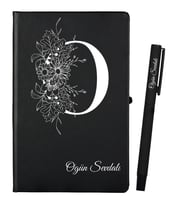 Doğumgünü Hediyesi Kişiye Özel Hazırlanmış Siyah Defter ve Kalem Seti