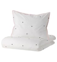 Çocuk Nevresim Takımı Tek Kişilik MeridyenDukkan 150x200/50x60 cm Beyaz-Puantiye Desenli Beyaz Nevresim Çarşafsız 