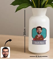 BK Gift Kişiye Özel Karikatürlü Öğretmenler Günü Tasarımlı Seramik Vazo-4, Ev Hediyesi, Öğretmene Hediye