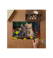 Kardeş Yavru Kediler Tasarımı 240 parça Ahşap Puzzle Ahşap Kutuda MP03050