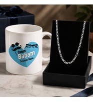 BK Gift Kişiye Özel Babalar Günü Tasarımlı Beyaz Kupa & Figaro Zincir Kolye -8, Babalar Günü Hediyesi