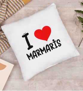 BK Gift I Love Marmaris Tasarımlı Yastık - Model 1