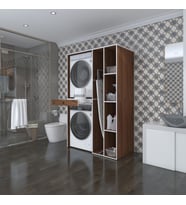 Kenzlife çamaşır-kurutma makinesi dolabı gutas sağ cvz 187*120*60 çekmeceli banyo (Beyaz)