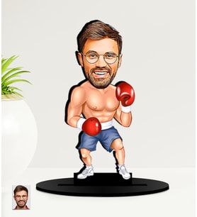 Kişiye Özel Karikatürlü Kick Boks - Boksör  MDF Biblo