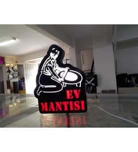 Ev Mantısı Yazılı Tabela 3D Led Neon Etkili Işıklı Tabela 30X45 CM Tek Taraflı