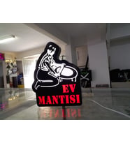 Ev Mantısı Yazılı Tabela 3D Led Neon Etkili Işıklı Tabela 30X45 CM Tek Taraflı