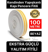 Kalın Kauçuk 2x50=100 Mt Ekstra Uzun Beyaz Kapı Pencere Fitili Soğuk Koruyucu Geçirmez İzolasyon