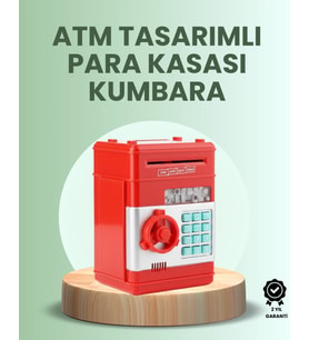 Kırmızı Atm Kasa Tipi Para Biriktirme Kumbarası