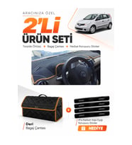 NİSSAN NOTE E11 (2005-2009) Uyumlu Torpido Örtüsü + Deri Bagaj Çantası + Sticker Seti - Siyah Kahverengi