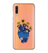 Samsung Galaxy A70 Uyumlu Vincent Van Gogh Kalp Tasarımlı Şeffaf Telefon Kılıfı