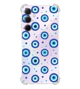 PrintiFy Samsung Galaxy A35 Uyumlu Nazar Boncuğu 1 Baskılı Şeffaf Köşe Korumalı Antişok Kılıf