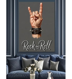 Rock Müzik El İşareti Dekoratif Kanvas - Mdf Ahşap Tablo