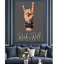 Rock Müzik El İşareti Dekoratif Kanvas - Mdf Ahşap Tablo