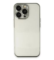 Durukar® iPhone 14 Pro Max Kılıf Lensli Silikon - Gümüş