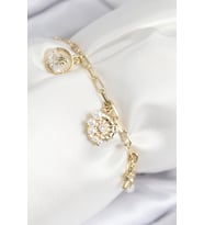 Pirinç Zirkon Taşlı Deniz Kabuğu Model Gold Renk Kadın Bileklik 5886 - GLST4204-3542