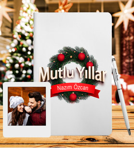 Yılbaşı İçin Kişiye Özle Tasarım Defter Kalem & Instagram Çerçeve Hediye Seti