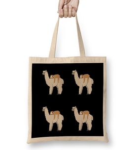 Cute Sloth Sleeping on Llama Pattern Bez Çanta Uzun Saplı