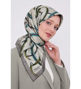 Lesscarves LS2209 Desenli Pamuk İpek Eşarp 90x90 cm