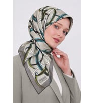 Lesscarves LS2209 Desenli Pamuk İpek Eşarp 90x90 cm