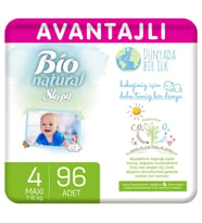 Sleepy Bio Natural Avantajlı Bebek Bezi 4 Numara Maxi 96 Adet