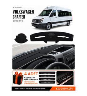 e-biz VOLKSWAGEN CRAFTER (2006-2014) Uyumlu Torpido Örtüsü, Torpido Kılıfı - Siyah-Gri - MB020