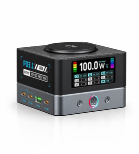 ULTRATEKNO WLX-R8A 680W GaN 8 Port PD 3.1 Hızlı Şarj İstasyonu Kablosuz Şarj Destekli USB Type-C Laptop Telefon Tablet Şarj Cihazı