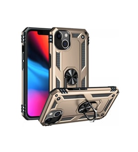 Newface Apple iPhone 14 Plus Kılıf Sofya Yüzüklü Silikon Kapak - Gold
