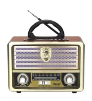 Meier M-113BT Nostaljik Radyo Bluetooth Hoparlör USB TF AUX Kumandalı Hediyelik Radyo (Açık Kahverengi)