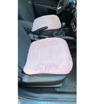 Yumuşak Tüylü Peluş Serme Oto Koltuk Koruyucu Minder Ön 2'li Pudra Pembe