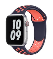 Apple Watch 10/11 42mm-38/40/41mm Kordon Delikli Spor Kordon 2/3/4/5/6/se/7/8/9 (Lacivert-Turuncu)
