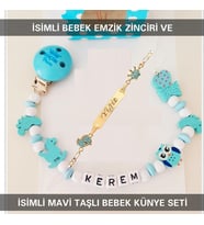 Sahi Aksesuar İsimli Bebek Emzik Zinciri ve İsimli Bebek Künye Seti BEZYI634