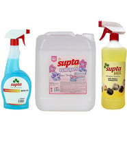 Supta Genel Temizlik Seti Çok Amaçlı Temizleyici 1 LT - Cam Sil 750 ML - Çamaşır Yumuşatıcısı 5 LT