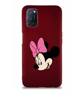 Oppo A72 Soft Premier Kapak Minnie Mouse-B Tasarımlı Silikon Kılıf - Mürdüm (Şeffaf)