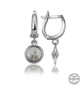 Swarovski Crystal Taşlı Gümüş Beyaz Sallantılı Kadın Küpe