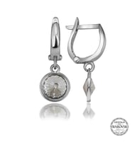 Swarovski Crystal Taşlı Gümüş Beyaz Sallantılı Kadın Küpe