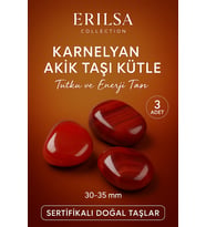 Sertifikalı Karneol - Karnelyan Akik Taşı Kütle 3’lü Set (30-35 mm) – Tutku ve Enerji Taşı (Çok Renkli)