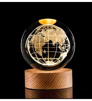 Kristal Cam Kar Küresi 3D Işıklı LED Lamba USB Kablolu Ahşap Standlı Özel Gün Işığı Dekoratif Hediyelik Konsept Masaüstü Aksesuar Şık Zarif Süs Biblo Dekor Top Özel Üretim Premium Ay Küre Seti