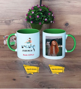 İngilizce Öğretmeni Kupa Bardak Yeşil Fotoğraflı Öğretmen Günü Hediyesi