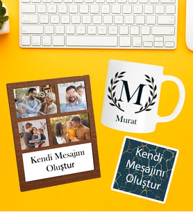 Kişiye Özel Baş Harf İsim Soyisim Beyaz Kupa 4 Fotoğraflı Ve Kendi Mesajını Oluştur Kolaj Siyah Çerçeve Ve Kendi Mesajını Oluştur Kart Seti