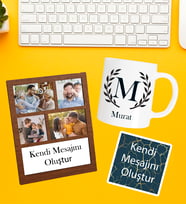 Kişiye Özel Baş Harf İsim Soyisim Beyaz Kupa 4 Fotoğraflı Ve Kendi Mesajını Oluştur Kolaj Siyah Çerçeve Ve Kendi Mesajını Oluştur Kart Seti