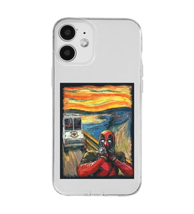 Iphone 12 Uyumlu Deadpool Çığlık Tasarımlı Şeffaf Telefon Kılıfı