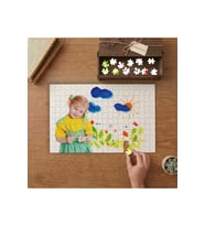 Resim Yapan Küçük Kız Tasarımı 240 parça Ahşap Puzzle Ahşap Kutuda MP00645