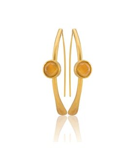 Kadir Jewellery 22 Ayar Altın Kaplama Kadın Taşlı Küpe -El İşçiliği Ve Hipoalerjenik Küpe