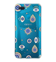 PrintiFy Oppo A5S ile Uyumlu Nazar Boncuğu 5  Kamera Korumalı Şeffaf Silikon Kılıf