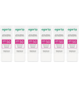 Agarta Cilt Tonu Eşitleyici Renkli Kapatıcı Etkili Spf+50 Faktör Güneş Kremi 50 ML (6 Lı Set)
