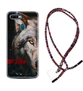 Oppo A5S A15 A16 A54 A55 A73 A74 Kılıf Boyun Asklı Rasta Silikon Wolf Eyes 1758