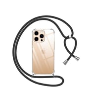 Teknomoda Apple iPhone 16 PRO Kılıf Boyun Omuz Askılı iPli Anti Şok Korumalı Şeffaf Silikon Siyah iPli