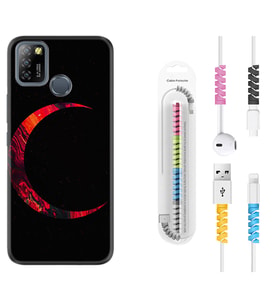 INFINIX Smart 4 5 6 Zero 8 S5 Pro Kılıf Kablo Koruma Spiral Silikon Red Moons 1747