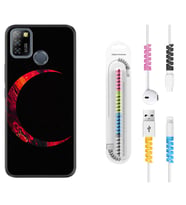 INFINIX Smart 4 5 6 Zero 8 S5 Pro Kılıf Kablo Koruma Spiral Silikon Red Moons 1747