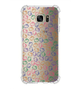 Samsung Galaxy S7 Edge  Köşe Korumalı Antişok Kapak Hello Kitty Tasarımlı Şeffaf Silikon Kılıf